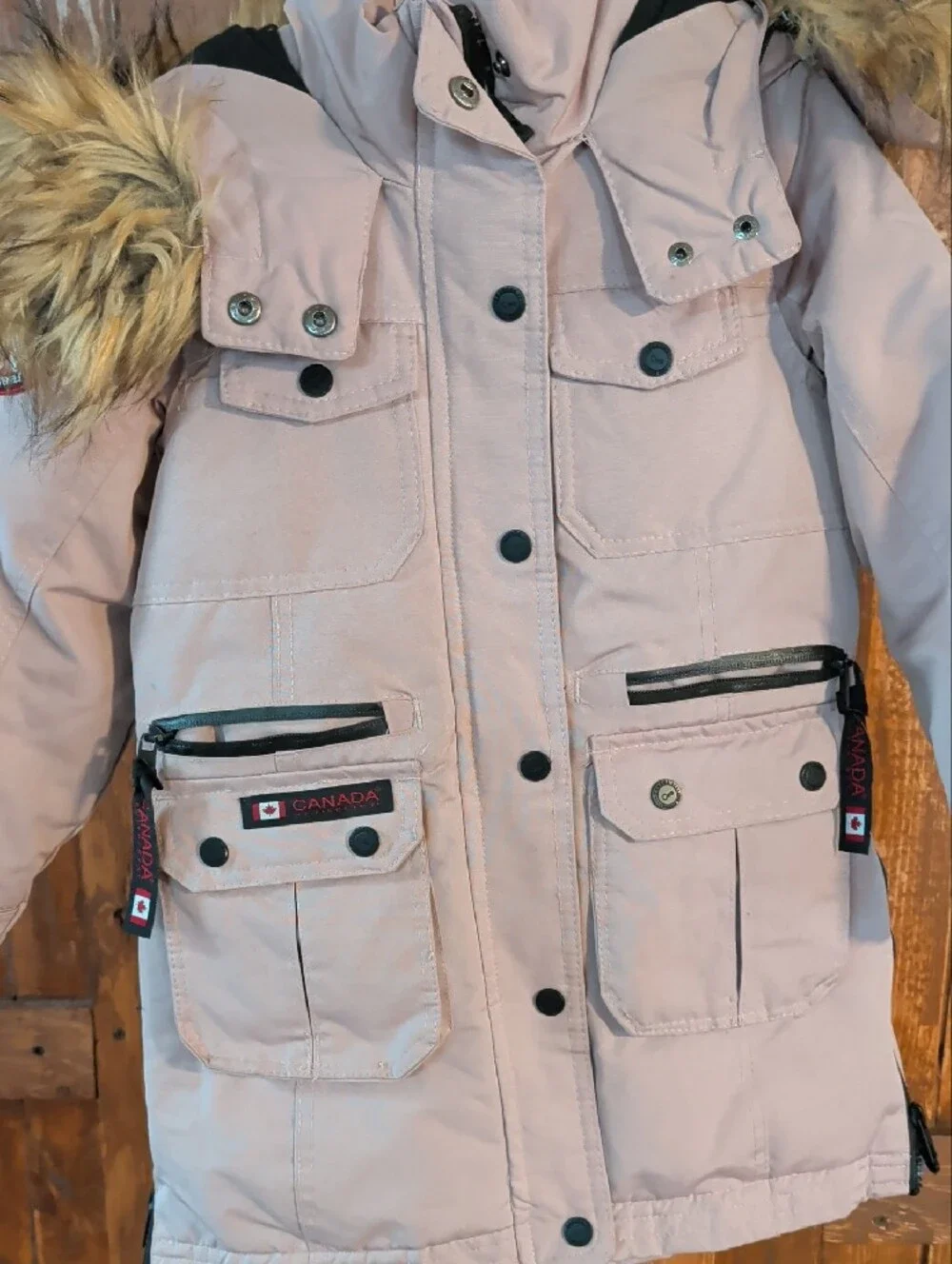 Girls' Pink Faux-Fur Hooded Puffer Coat